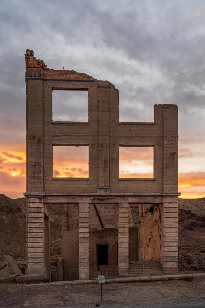 At the Rhyolite ghost town in Nevada, near Death Valley National Park